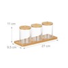 Relaxdays Cotton Bud Container with Tray, 3 Cups with Lid,