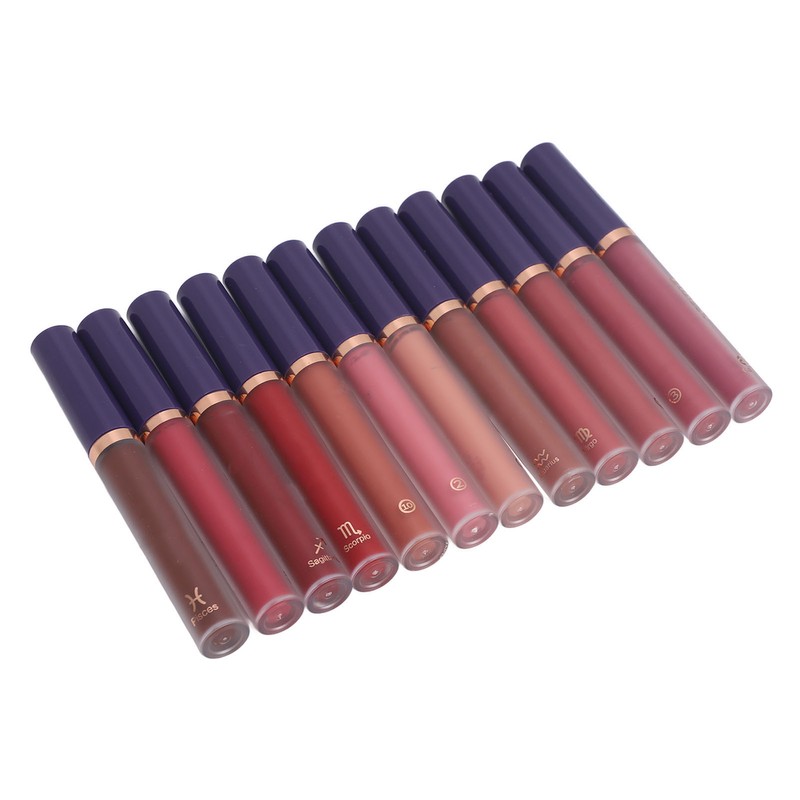 12 Colors Matte Liquid Lipstick Set Long Lasting Waterproof Non