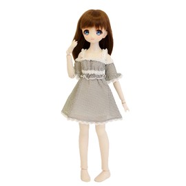 Petite Marie 1/3 MDD MSD Compatible Black and White Gingham Check Soccer Material Casual Off Shoulder Dress for BJD Dolls 15.7 inches (40 cm) Doll [Petite Marie] [No.0022]