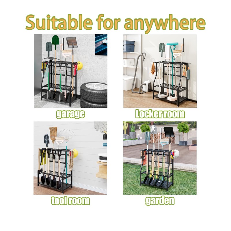 YIZAIJIA Garden Tool Organizer Holder Heavy Duty Steel Rack Up