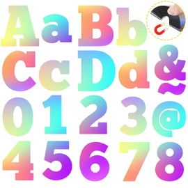 Capoda 98 Pcs Magnetic Letters Punctuation Kit 3 Inch Alphabet ABC Magnet Classroom Magnetic Numbers Fridge Magnetic Letter for Classroom Educational Preschool Learning Spelling Counting(Holographic)