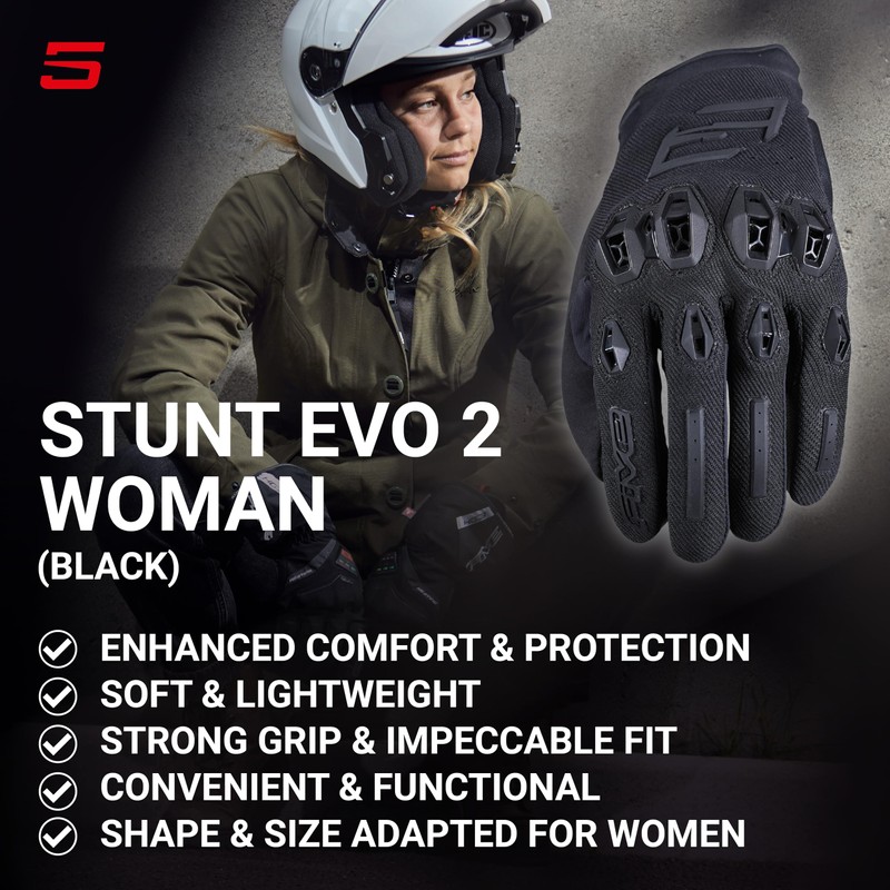 FIVE GLOVES Stunt EVO 2 Motorcycle Gloves for Women -