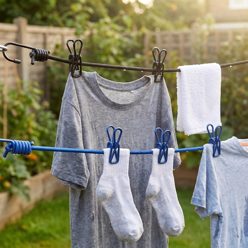 Travel Clothesline 2 Pack with 24 Clips, Portable Elastic Laundry