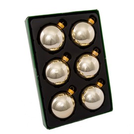 Kurt Adler 6 Piece Shiny Gold Glass Ball Ornament Box Set, 65mm