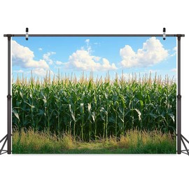 10X8ft Corn Stalks Photo Backdrop Photography Background, Green Outdoor Tall Fake Cornfield Maize Countryside Farm Harvest Party Backdrops Photo Booth Prop Decorations Wall Decor Tablecloth