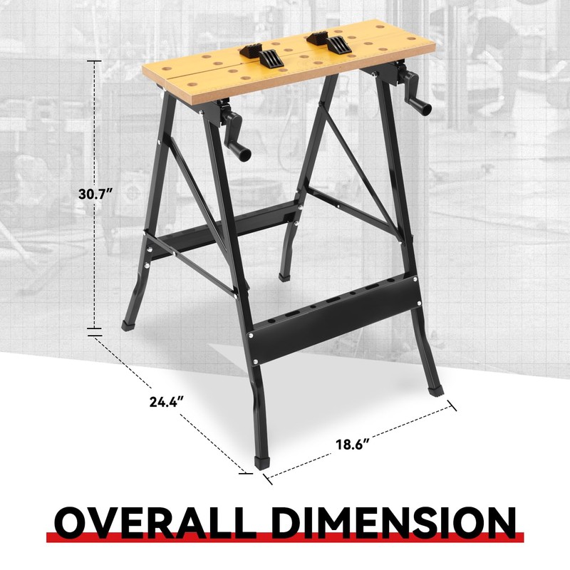 Auto Dynasty Adjustable Folding Workbench with Built-in Ruler & Protractor,