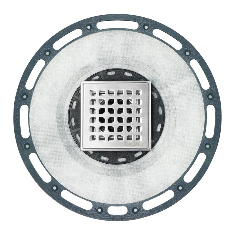 Neodrain 4 in Square Shower Drain Brushed 304 Stainless Steel