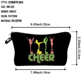 Livel lhood Cheerleader Black Makeup Bag CheerLeading Organizer Zipper Pouch Cheer Slogan Pattern Cosmetic Bag Present for Chearleaders Coach Teammates Women Friends