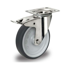 Transport Castors Stainless Steel 125 mm Swivel Castor with Brake Rubber Wheel Stainless Steel Wheels
