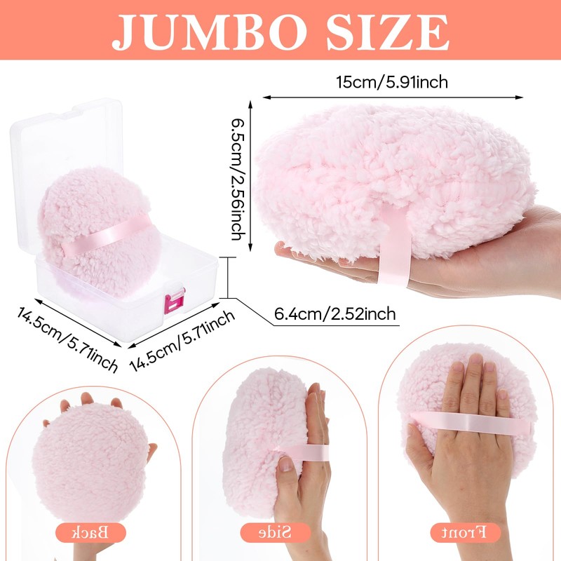 Body Powder Puff, 6" Large Powder Puff with Container Oversize