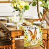 SEAHUI Happy Easter Table Runner Rabbit Tablecloth Bunny Flower Linen