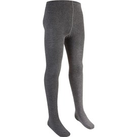 CHAAL® 2 Girls Cotton Tights Uniform School Kids Plain Thick Tights Winter Warm Grey, 9-10 Yrs