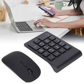 POCREATION Teclado Numérico Inalámbrico, Teclado Numérico Plug and Play Tecnología inalámbrica de 2,4 GHz Combinación de ratón con Teclado numérico Duradero Sensible a 1200 dpi para Oficina en casa