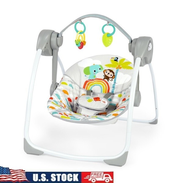 Portable Baby Swing Compact Multi-Function with Toys Adjustable Speed Melodies