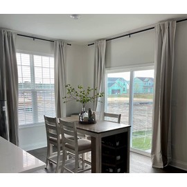 Zeerobee Curtain Rods for Windows 120 to 240, 1 Inch Black Curtain Rod Set, Heavy Duty Drapery Rods with Adjustable Curtain Rods, Outdoor Modern Curtain Rod with Simple End Caps, 32"-240", Black