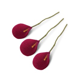 Gry & SIF Artificial Felt Lilies, Decorative Flower, Decorative Branch, Artificial Flower, Flexible Stem, Handmade, Fair Trade, Spring Decoration, Easter Decoration, 34 cm, 3 x Fuchsia