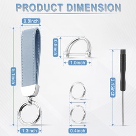 JUSTTOP Leather Keychain, Car Key Chain with Anti-Lost D-Ring and 2 Key Ring, Car Accessories, Universal Keychain for Men and Women (Blue)