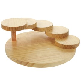 Luxshiny Japanese Wood Sushi Serving Tray: Sashimi Plate with 5 Rotating Steps for Restaurant and Home Use