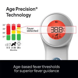 Braun No touch + touch forehead thermometer with Age Precision Technology (PositionCheck, dual technology, safe, hygienic, fast, clinically accurate, gentle, easy to use, for all ages​), BNT400B