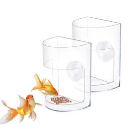 Wbgraceful 2 Pcs Fish Tank Feeding Tray with Suction Cup, Fish Feeder, Aquarium Feeder, Fishs Feeding Tube Supplies for Round Tanks & Bowls Accessories