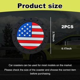 Augeny 2 PCS Car Cup Holder Coasters, 2.75 Inch American Flag US Flag Insert Auto Cup Coaster, Universal Anti Slip Cup Mat for Men Women, Vehicle Interior Decor Accessories (Colorful)