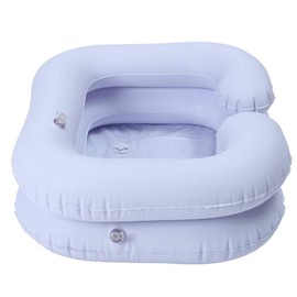 Inflatable Hair Washing Basin Portable Shampoo Basin PVC w/ 2 Inflatable Chambers & 1 Recess for Elderly Bedside Shower Camping Soft & Lightweight Inflatable Tub