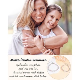 YELUWA Mother Daughter Gift Bracelet, Gifts for Mum for Mother's Day, Mother Daughter Bracelets for 2, Gifts for Birthday, Christmas, First Day of School, Graduation, Back to School, Stainless Steel