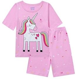 Junellz 5 years unicorn girl short pajamas pink girl short sleeve pjs