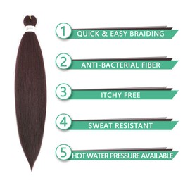 SOKU Pre Stretched Braiding Hair Extensions 24 Inch - 4 Bundles Jumbo Knotless Box Braids Professional Synthetic Crochet Braid Natural EZ Braid Yaki Dark Wine Hair Bundles