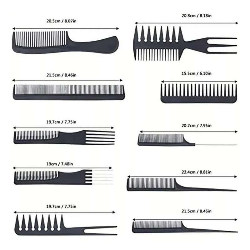 Launer 10 Unids/set Peluquería Peine Conjunto Profesional + Capa