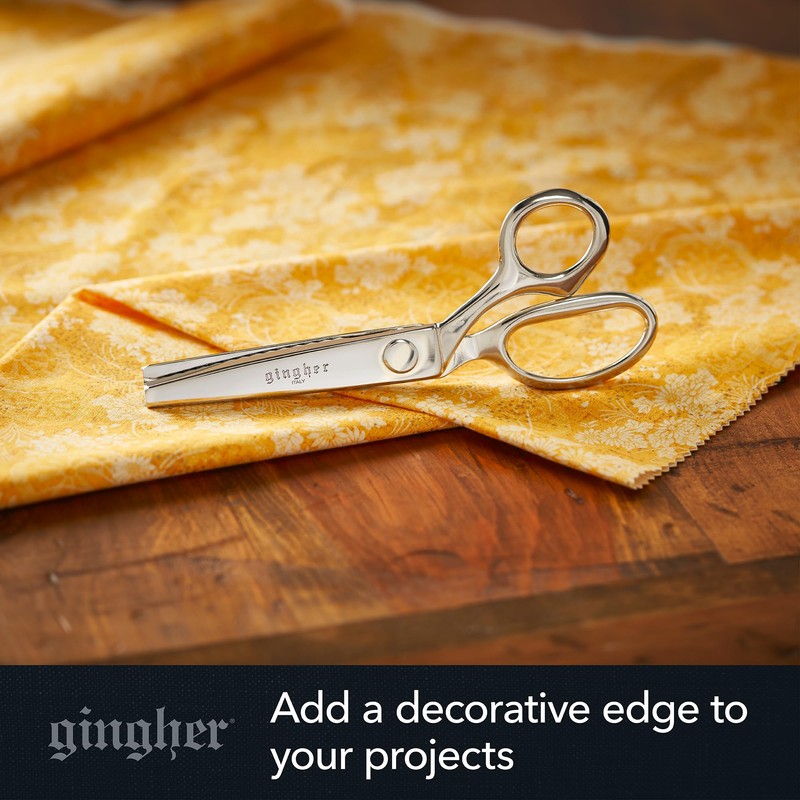 Gingher 7.5" Pinking Shears, Zigzag Blades Prevent Fraying, Chrome Plated