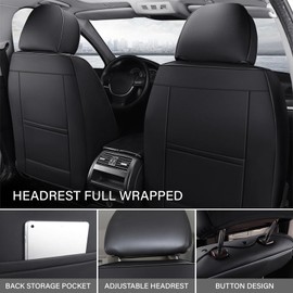 KSJH Car Seat Cover Fit 98% of Kia 2000-2025,Premium Nappa Leather Breathable Waterproof Sports Seat Cover,Easy to Install Automotive Seat Covers Front Pair（Black & Gray）