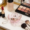 Golden-edged pink Flower Glass Ring Dish, Jewelry Tray Ring Holder