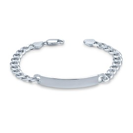 Personalize Bar Name Plated identification ID Bracelet For Men 6 MM Diamond Cut Miami Cuban Curb Link Chain Link 200 Gauge .925 Sterling Silver 8.5 Inch Customizable
