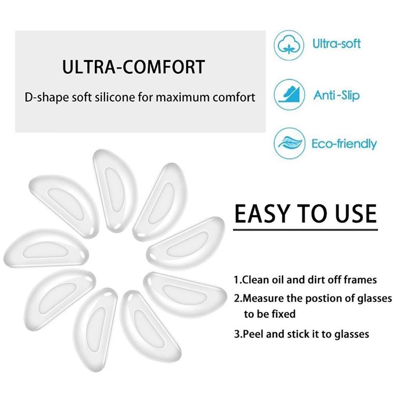 Eyeglass Nose Pads, Anti Slip Adhesive Thin Nose Pads for