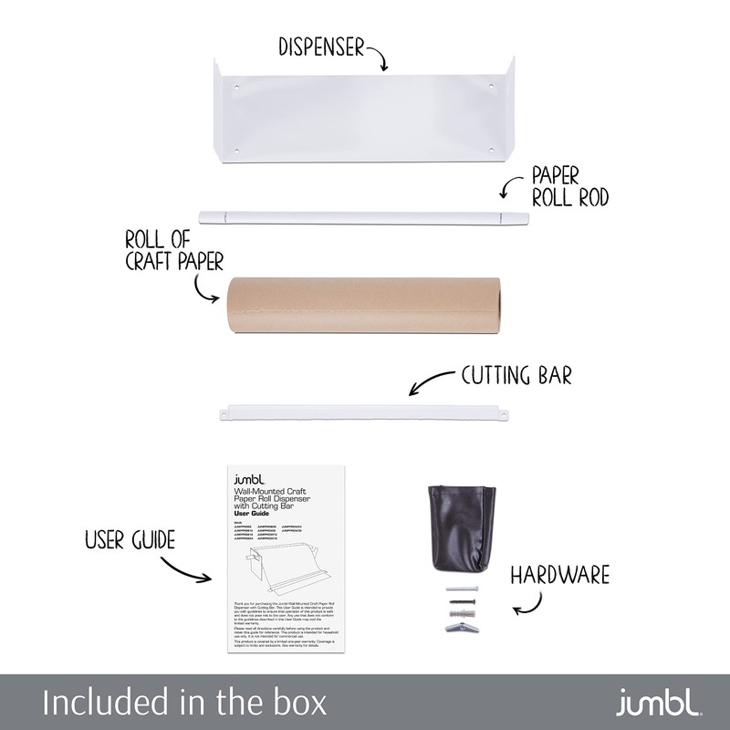 Jumbl 18” Wall Mounted Kraft Paper Dispenser | Hanging Paper