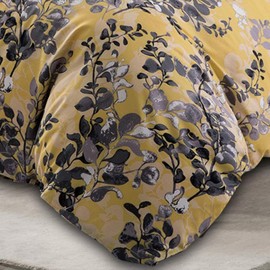 YORKSHIRE BEDDING Single Duvet Cover Set Soft Printed Bedding Set Brushed Microfiber Duvet Covers with Pillowcase (Ochre Blossom 135x200 CM)
