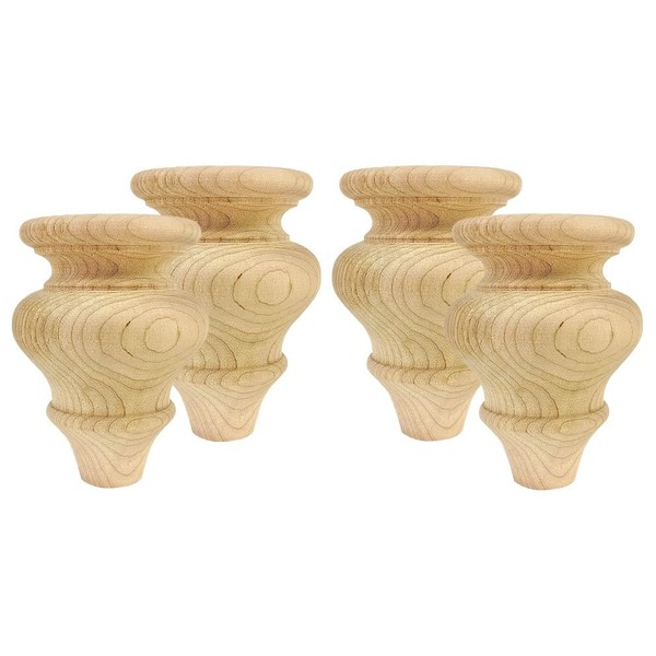 Highland Manor Wood Products Bordeaux Bun Foot - 4 1/2"