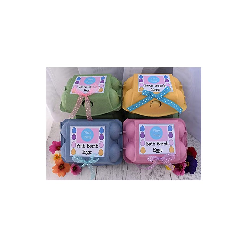 Bath Bombs x 6 in coloured egg box. Easter Egg
