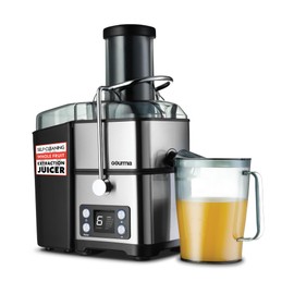 Gourmia 6 Speed Digital Juice Extractor - 6 Speeds with Extra-Wide Chute, Pulse Mode, Self-Clean Cycle, 36 oz Pitcher, Pulp Container & Cleaning Brush, Stainless Steel