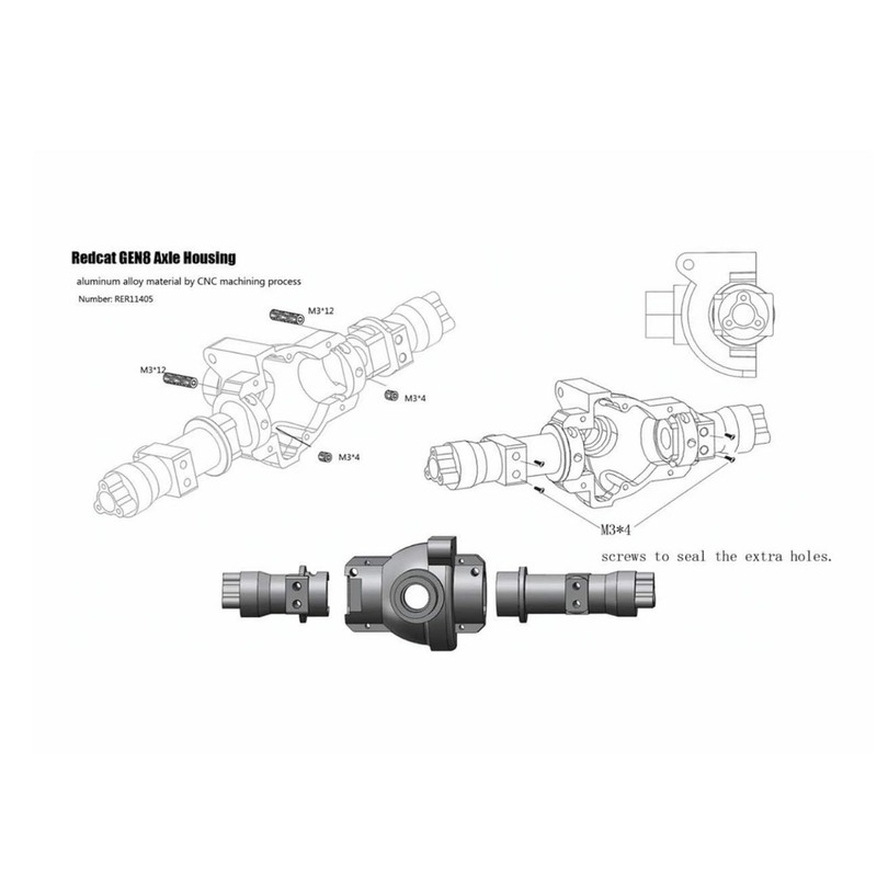 Aluminum Alloy Front Rear Axle Housing for Redcat GEN 8