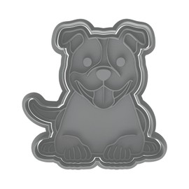 Mighty Gadget Smiling American Pitbull Cookie Cutter & Stamp - 4x3.8" Joyful Design for Dog Lovers Baking (Random Color)