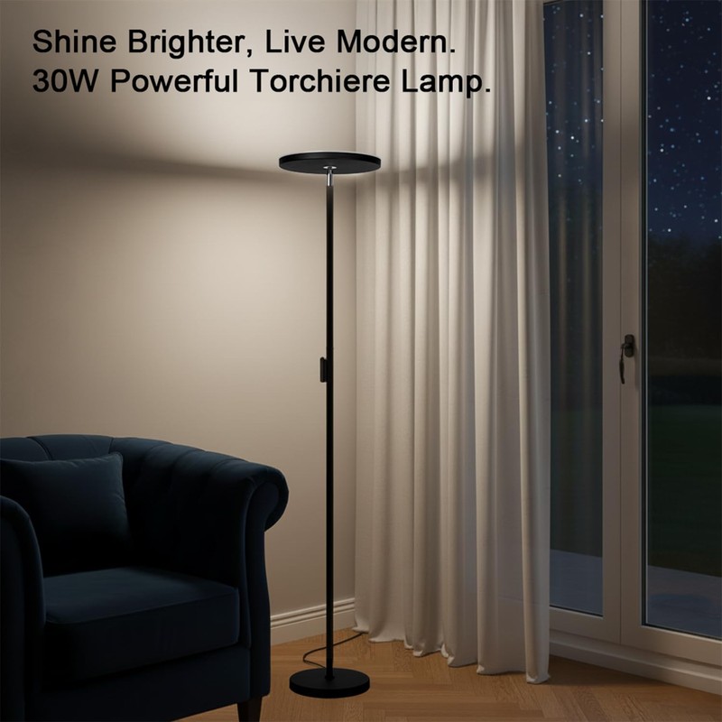 JOOFO Floor Lamp,30W/2400LM Sky LED Modern Torchiere 3 Color Temperatures
