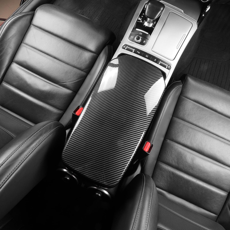 JUIVEEL Carbon Fiber Style ABS Car Central Console Armrest Cover