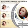 Espejo De Maquillaje Led Retráctil Aumento Doble Cara Usb