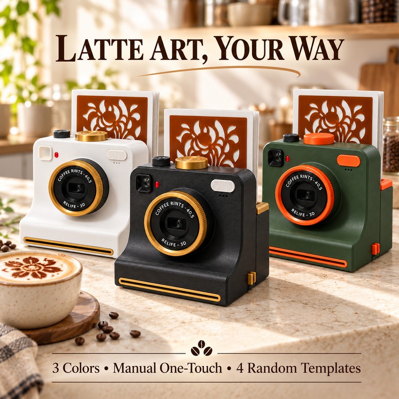 Latte Art Stencil Camera for Coffee Decorating – One Touch
