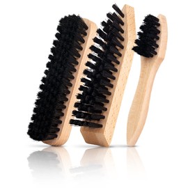 TIMELEOS Shoe Cleaning Set, Shoe Brush, Set of 3, Made of High-Quality Natural Bristles, Ideal for Smooth Leather, Shoe Brush, Shoe Cleaning Brush, Pot Brush, Cream Brush, Shine Brush, Polishing