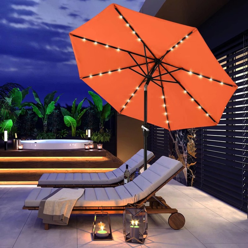 ABCCANOPY Durable Solar Led Patio Umbrellas with 32LED Lights 9FT