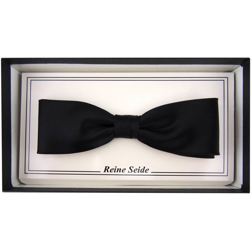 TigerTie prefabricated narrow silk bow tie in black monochrome +