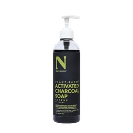 Dr. Natural Jabón Liquido Facial y para Cuerpo con Carbón Activado | Exfoliante Corporal y Facial | Natural, Vegano y Orgánico | Hecho de Plantas Con Aceite de Oliva y Coco, Manteca de Karité y Romero (473 ml, Cítricos)